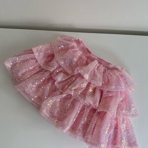 Pink Sequin Ruffle Skirt